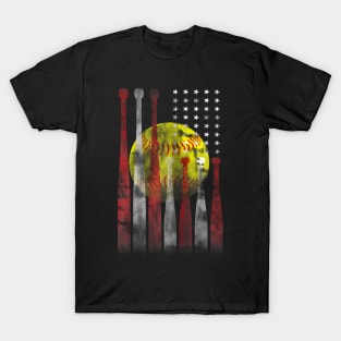 American Flag Softball Gift T-Shirt